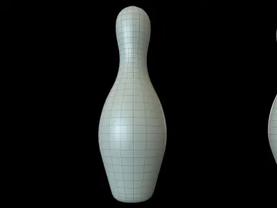 Bowling ball and pins Low-poly 3D model