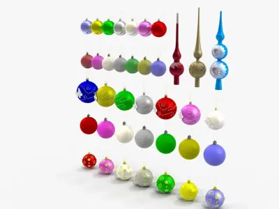 Christmas Balls Low-poly 3D model