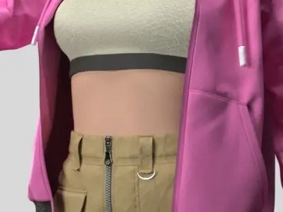 Women Mini Skirt and Sport Bra - 35 Marvelous Designer and Clo3D 3D model