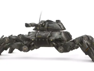 Spider Legged Tank 3D Model Futuristic Mecha Vehicle 3D model