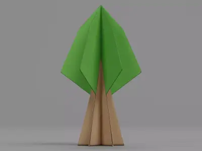 Paper Tree V3 Low-poly 3D model
