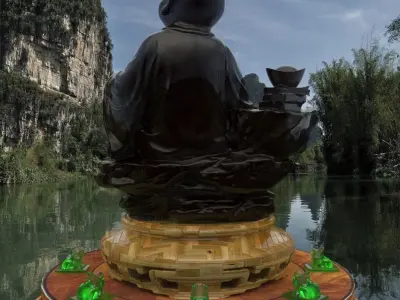 Chinese display stand with monk kid  3D model