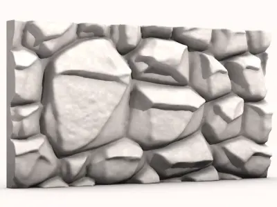 Crude Stone Barrier Section 3D model