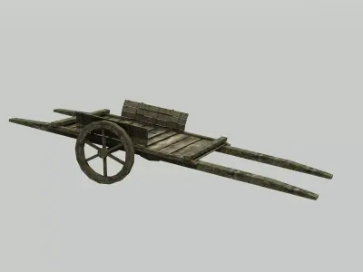 Wooden Cart Low-poly 3D model