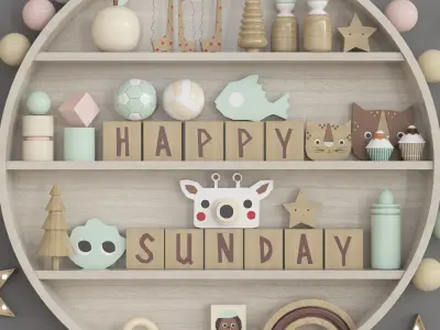 toys and furniture for kids Low-poly 3D model