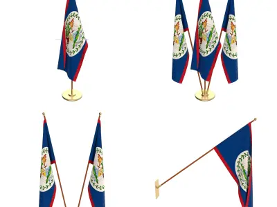 Belize Flag Pack 3D model