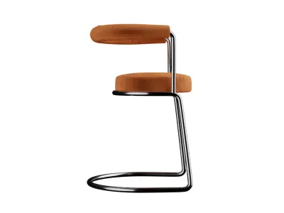 Round Velvet Upholstered Chair 3D model