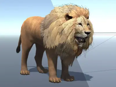 Lowpoly Male Lion Rigged and Animated for VR AR Games Low-poly 3D model