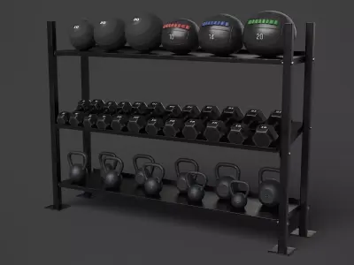 Rack with Sports Equipment 3D model