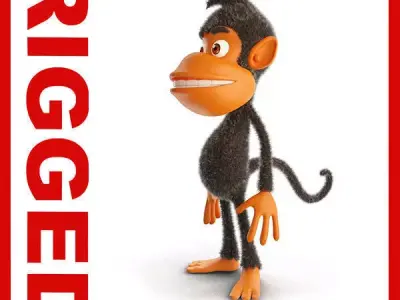 Monkey cartoon rigged 3D model