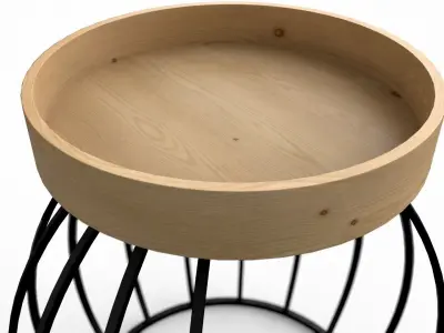 Metalico round End-Table pine varnished Low-poly 3D model