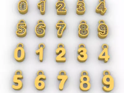 Numbers Charms Numeros lisos y con gemas 3D print model