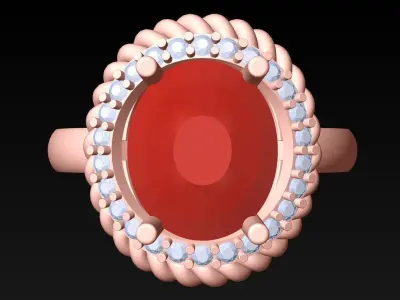 Oval Stone Ring - Womens Rings - GN248 3D print model
