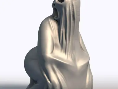 Cheeky Ghost Statue Whimsical Halloween Decor 3D print model