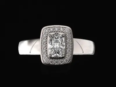 elegant engagement ring with diamond oval 468 3D print model