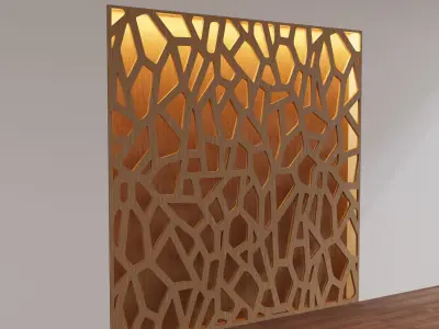 Decorative Wooden Wall Model 5 3D model