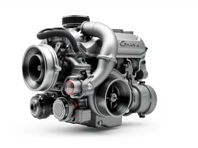 Turbocharged Inline-4 Engine Compact Design model pack Low-poly 3D model