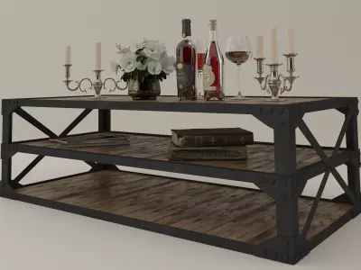 Tea table set with accessories 3D model