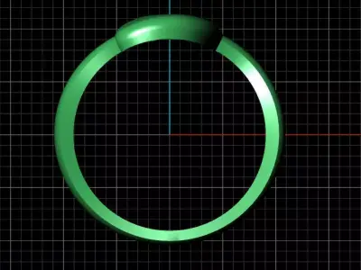 U alphabet bypass shell hallow ring 3D print model
