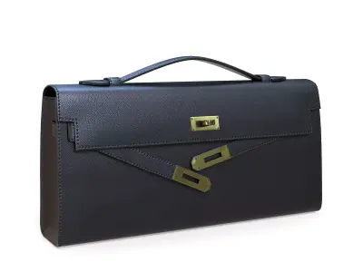Hermes Kelly Cut Clutch Black Leather Low-poly 3D model
