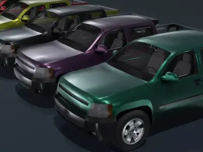 Generic Pickup Truck Car With Interior Lowpoly 3D Model Low-poly 3D model