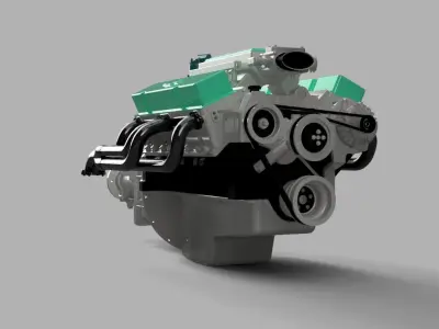 1-12 scale Chevrolet engine and transmision 3D print model