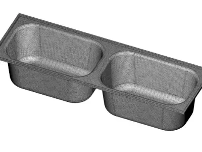 Rusty Double Bowl Kitchen Sink 3D model