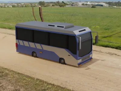 Low poly bus cartoon Low-poly 3D model