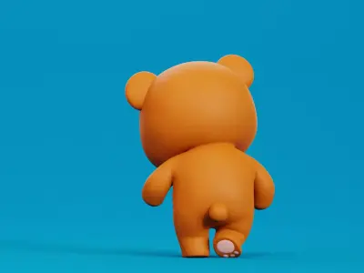 Cartoon Bear Chibi Kawaii Character  Rigged Animated Low-poly 3D model