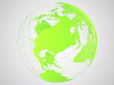 Globe News Skeleton Bright Green 3D model