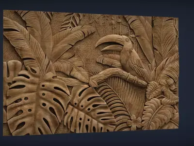 Tropical Forest Wall decor for CNC 3D Print STL 3D print model