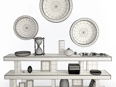 Wooden Decorative Shelf 3D model