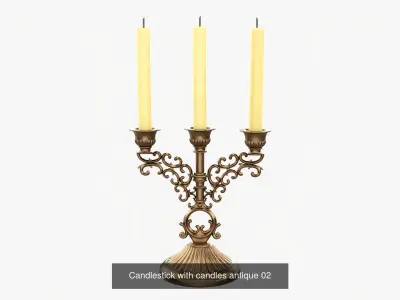 Antique candlesticks with candles 3D Model Collection