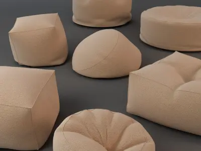 Fabric Bean Bag Chairs 3D model