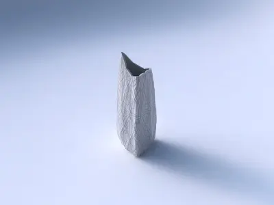 Vase curved tipping triangle 2 with dense mosaic plates 3D print model