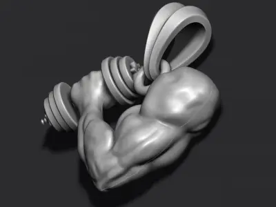 muscle arm with barbell pendant 3D print model