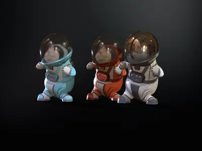 Astro Cat Low-poly 3D model