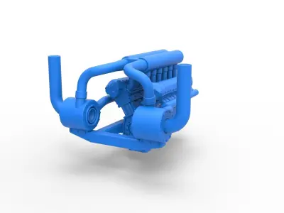 Turbo engine V12 for pulling tractor 2 Scale 1 to 25 3D print model