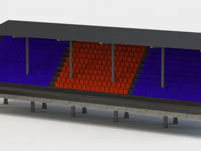 Visitors tribune Low-poly 3D model