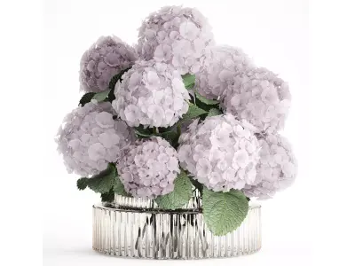 Modern Realistic Bouquet Vase  Lilac Pink Hydrange 613 3D model