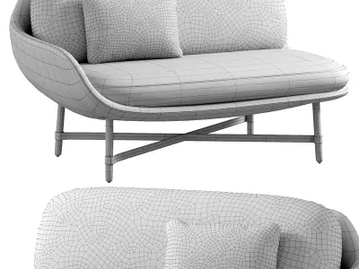 Ottoman Settee Sofa 3D model