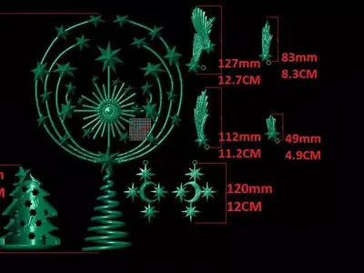 Christmas Decoration-Tree top-Candle Holder-Hanging Stars-Moon 3D print model