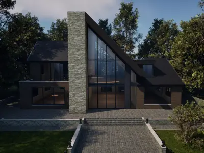 Modern A-Frame Luxury Villa - Architectural Visualization - UE5 3D model