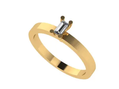 Solitaire Baguette diamond ring 3D print model