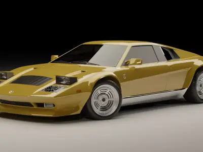 80s-70s mid-engine supercar  Low-poly 3D model