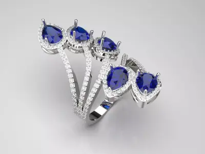 Luxury white gold ring with sapphire model jr00077 3D print model