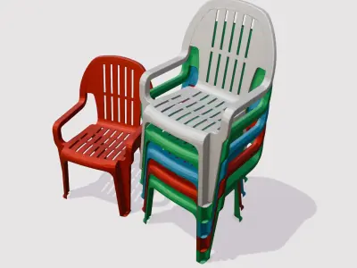 Chair Set 3D Model  Low-poly 3D model