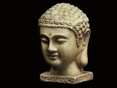 Buddha Stone Head Statue Decoration 3D model