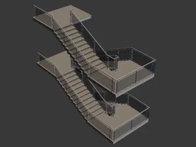 Architectural Stairs Case Design Low-poly 3D model