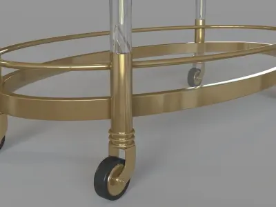 Gold And Acrylic Bar Cart Clear Gold 3D model